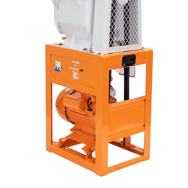 Moara electrica Ruris Gospodar A2, 2200 W, 250 kg/h capacitate maruntire, 2 site, 3000 RPM, 16 cutite,sistem antirefulare,debit reglabil,porumb, grau, orz, lucerna, iarba