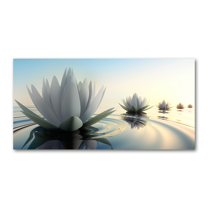 Pictura pe panza, 100 cm x 50 cm, Decorarea peretilor - floare de lotus