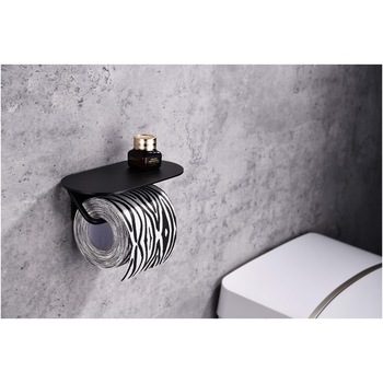 Suport rola hartie igienica Aquasanit EVOLUTION, cu etajera, aluminiu negru mat, montaj cu banda dublu adeziva (inclusa) Suport rola hartie igienica Aquasanit EVOLUTION, cu etajera, aluminiu negru mat, montaj cu banda dublu adeziva (inclusa)