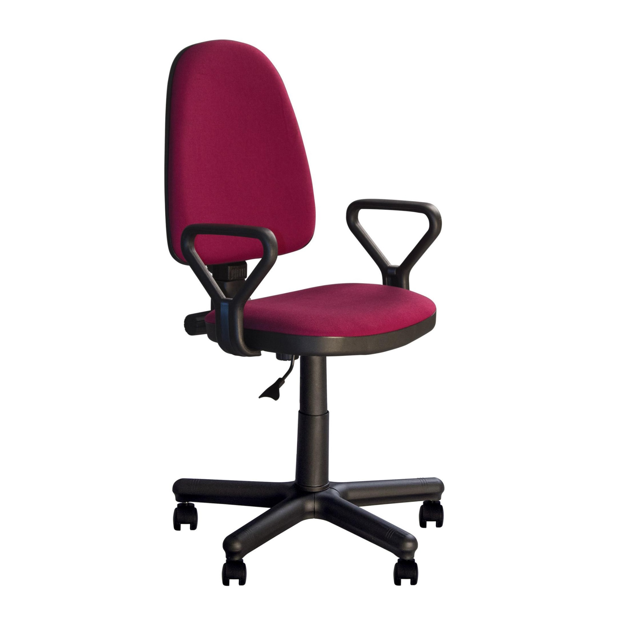 Scaun de birou Prestige new, cu brate, textil C29, bordo