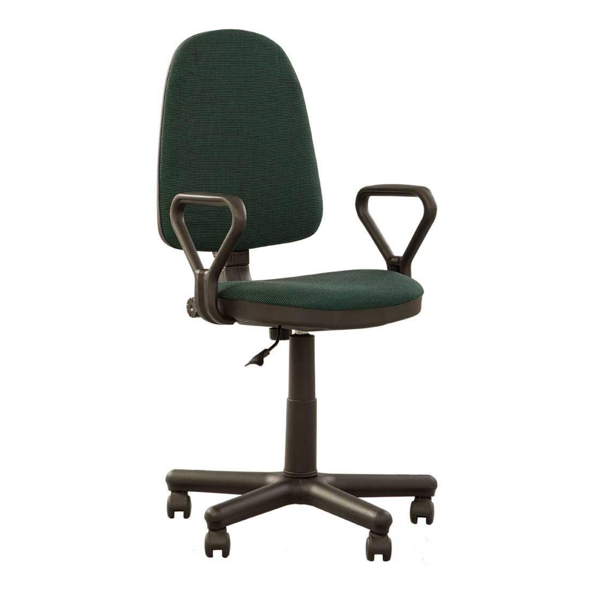 Scaun de birou Prestige new, cu brate, textil C32, verde-negru