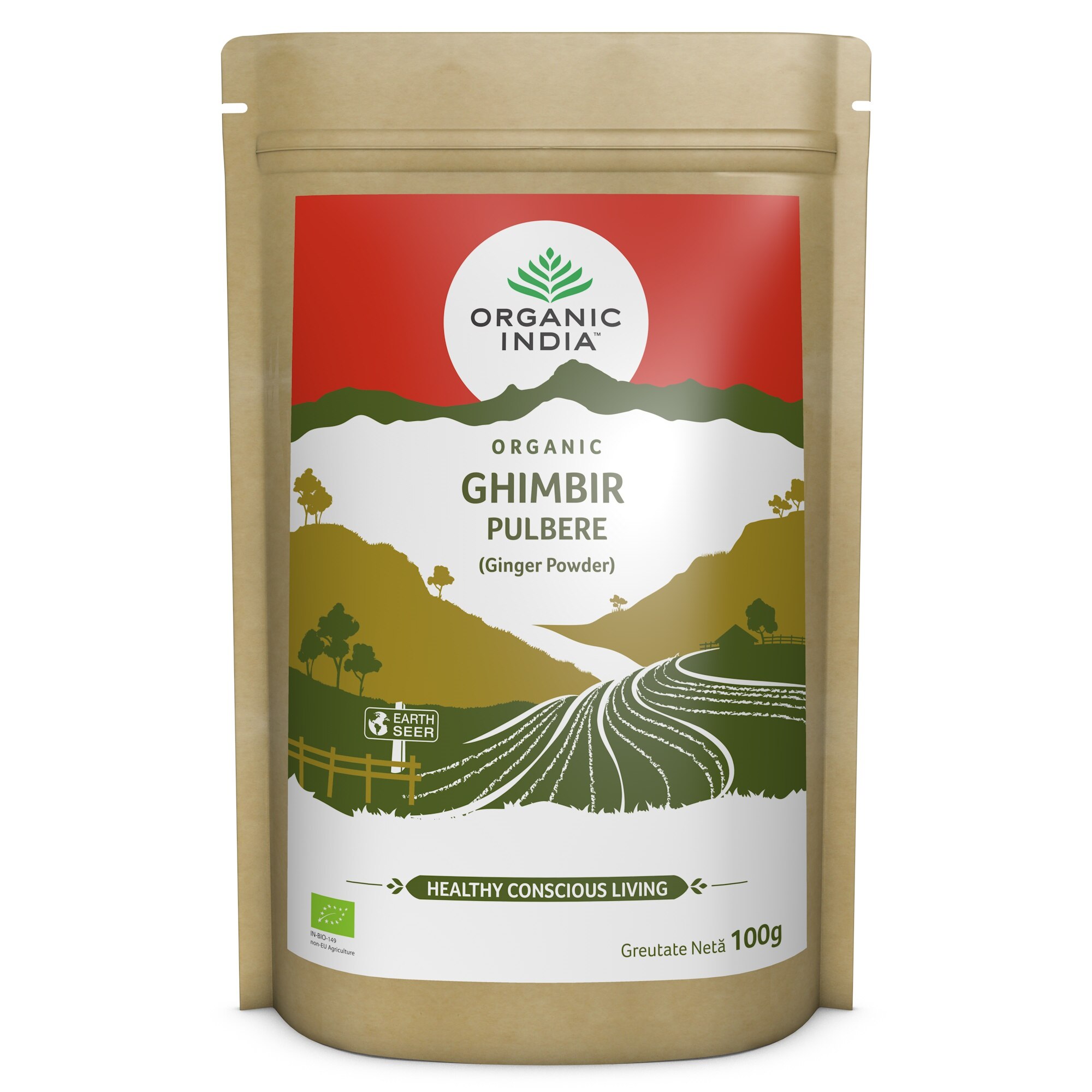 Pulbere de Ghimbir, Pulbere ecologica, ORGANIC INDIA, 100% certificat organic, Non-OMG, 100g