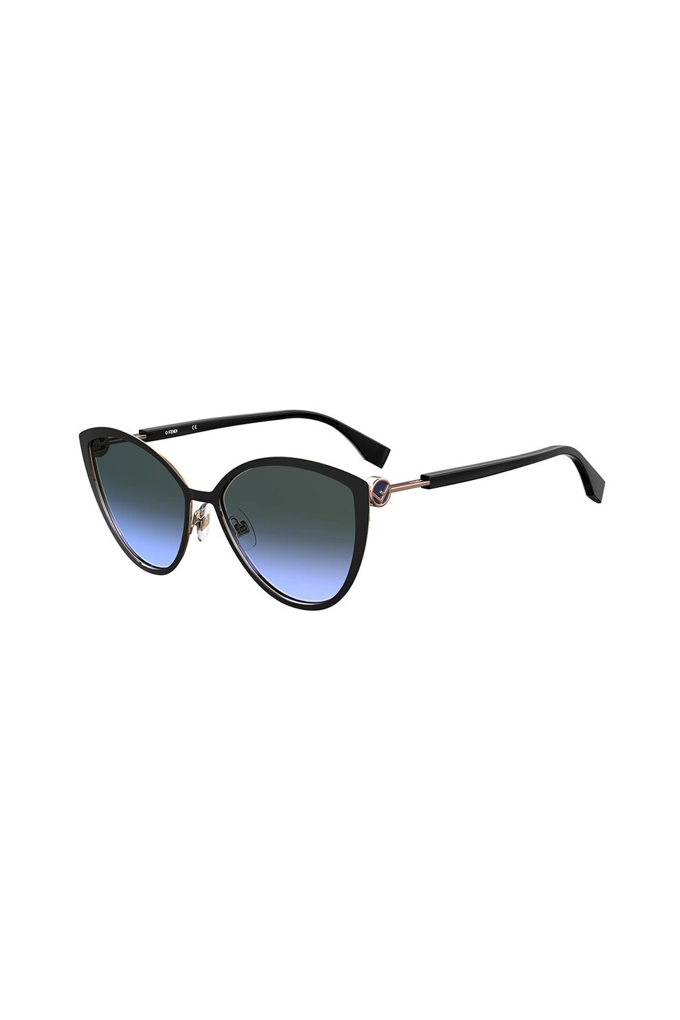 Fendi, Ochelari de soare cat-eye cu lentile in degrade, Negru/Albastru, 60-16-145 Standard