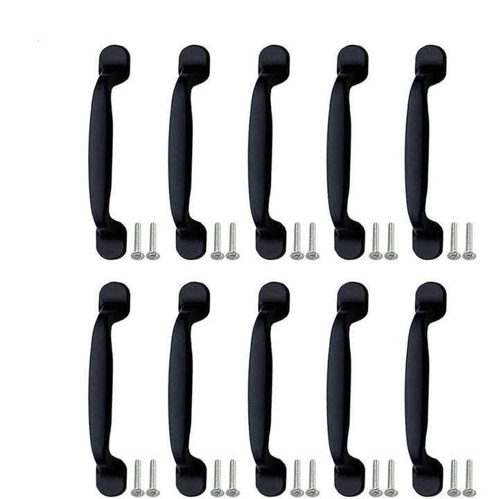 Set 10 manere MAGELASI, 131 mm, Aliaj, Lucios Negru