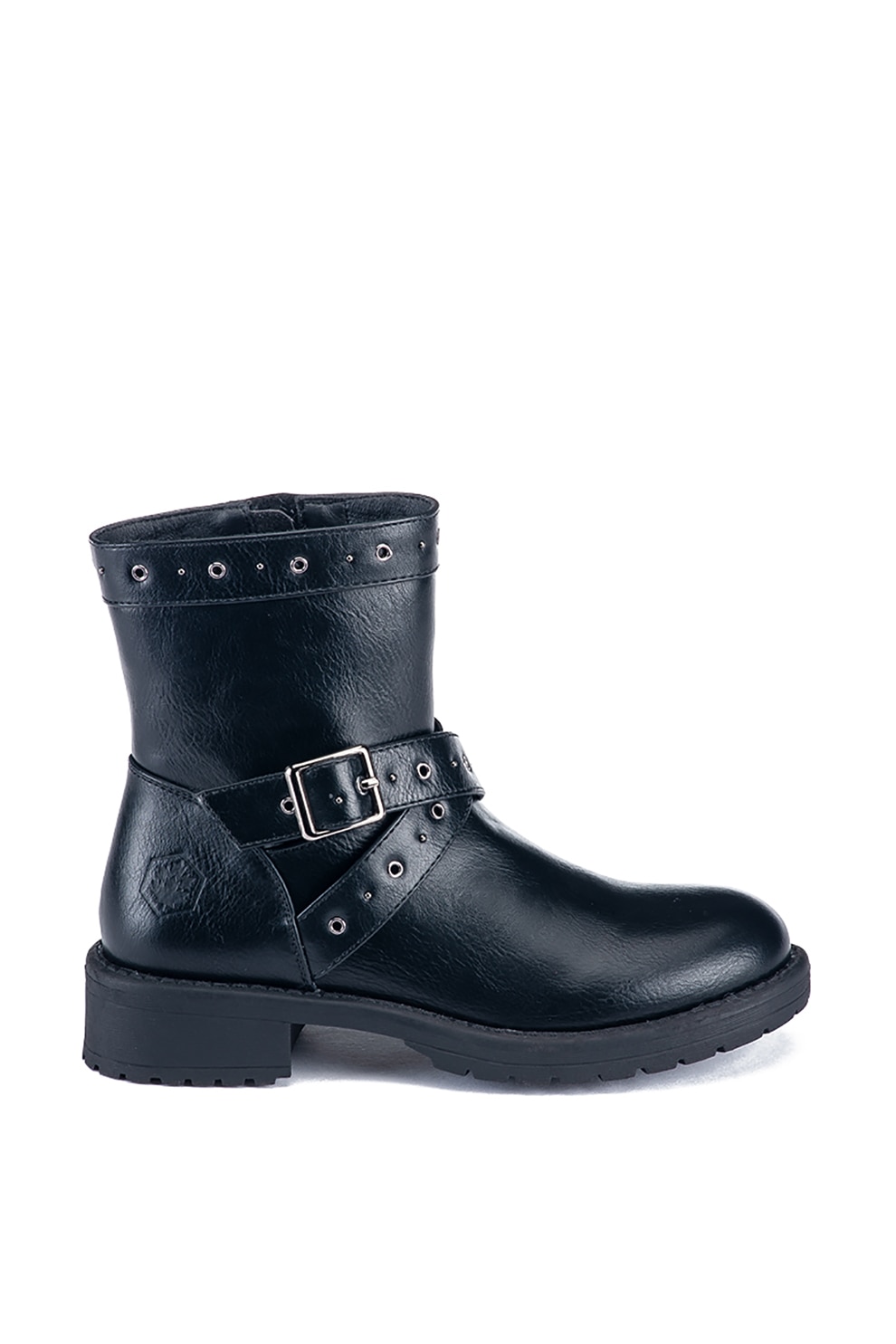 Lumberjack, Cizme din piele ecologica cu toc masiv, Negru, 32 EU