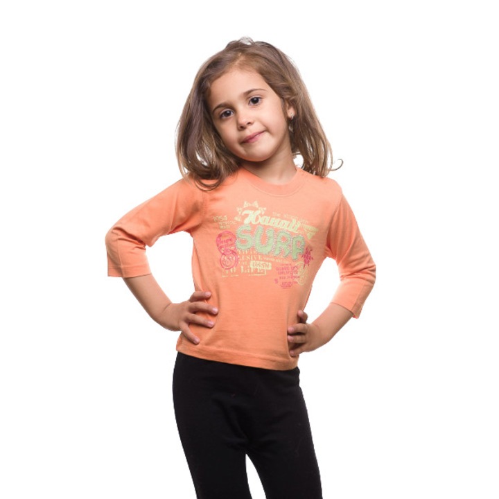 Bluza cu mesaj, portocaliu, 80 cm, varsta 1-2 ani