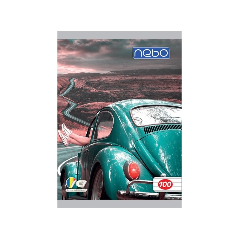 Caiet pentru scoala, BNW, model masina verde, A5 100 file