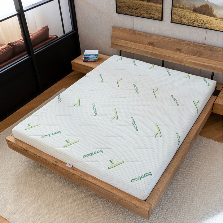 Ортопедичен матрак, Best Sleep Bamboo Feel 22 см, 160x190x22 см, Полиуретанова пяна, Реверсивен, Свалящ се калъф, може да се пере, капитониран, бамбукови влакна, твърд