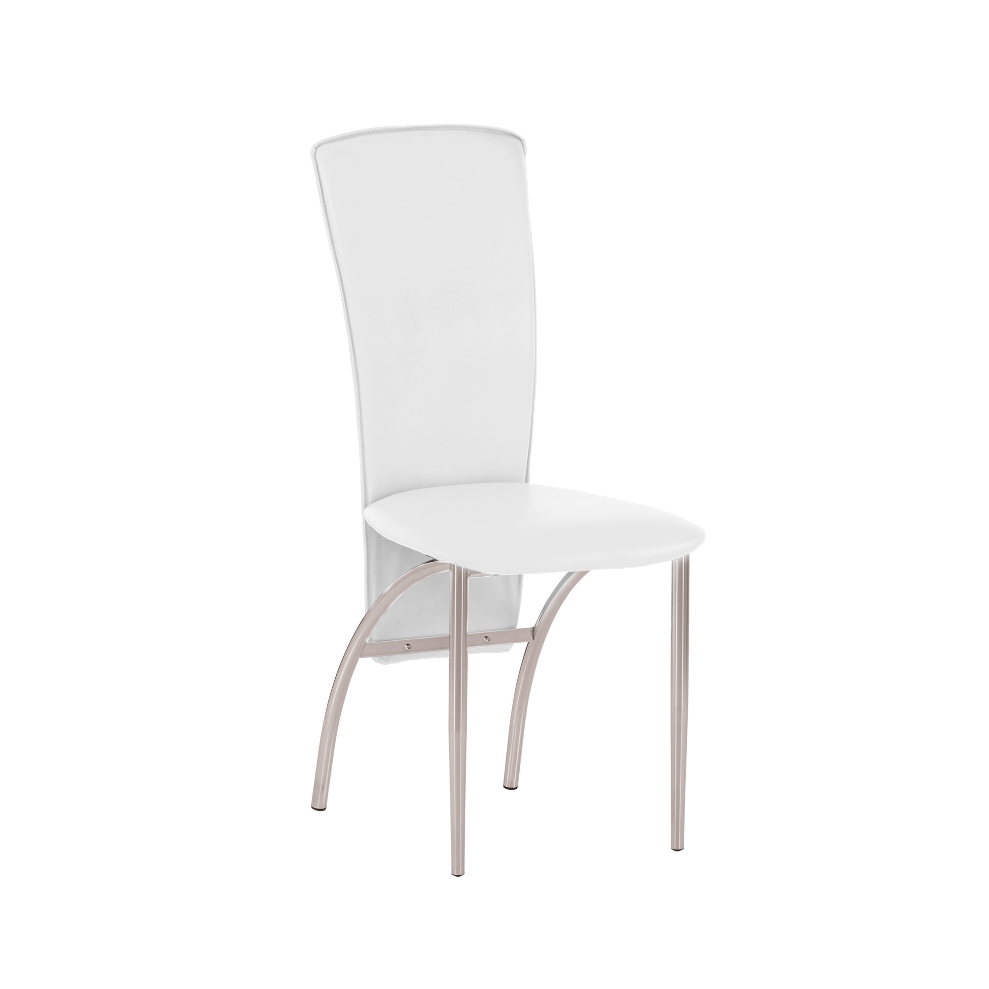 Scaun dining Amely, cadru cromat, piele ecologica, alb