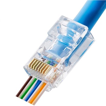 Conector la retea, Pass Through , EZ rj45 Cat5 cu 8 pini, mufa UTP cat 5 Conector la retea, Pass Through , EZ rj45 Cat5 cu 8 pini, mufa UTP cat 5