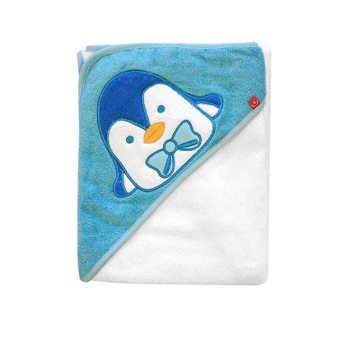 Prosop bumbac 76x76cm, pinguin, albastru