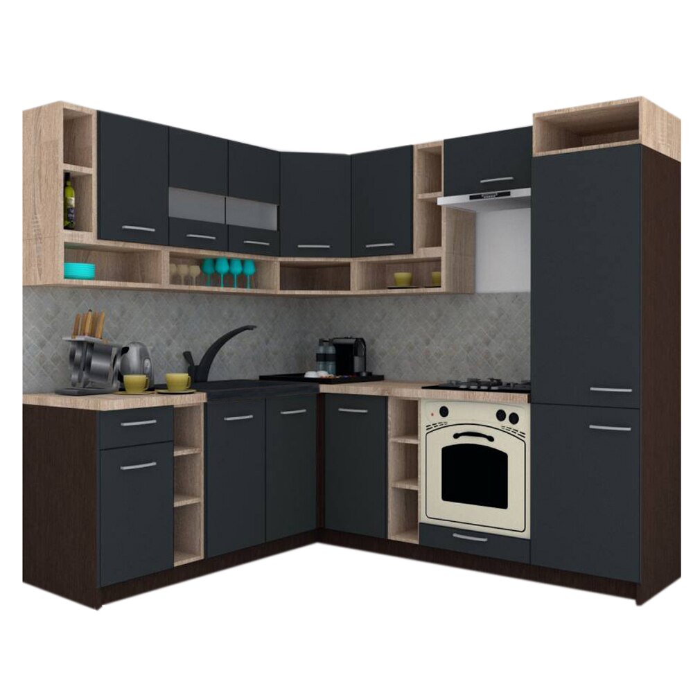 Set Bucatarie de Colt Genarom COSSY NEW ST 200-230, Wenge / Decor 0164