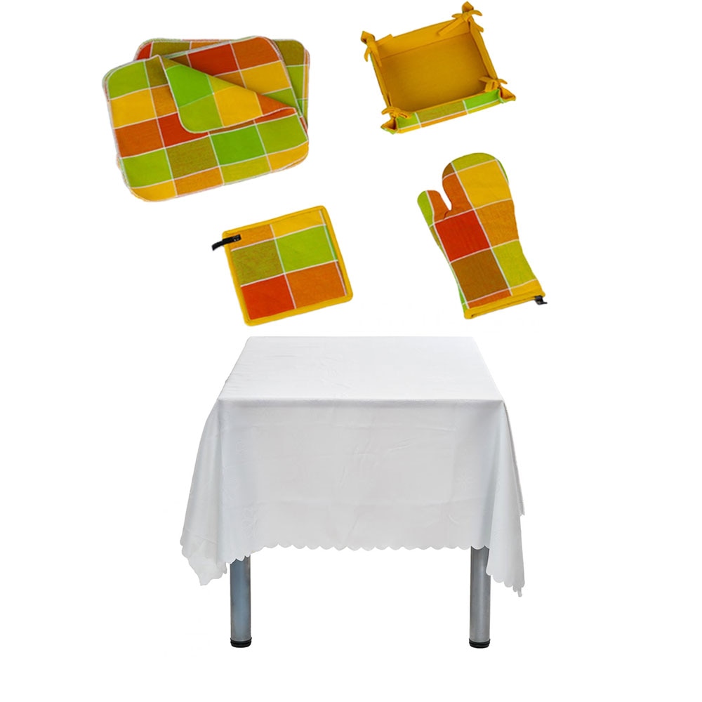 Fata de masa anti-pete 140x240 cm cu set bucatarie 15 piese
