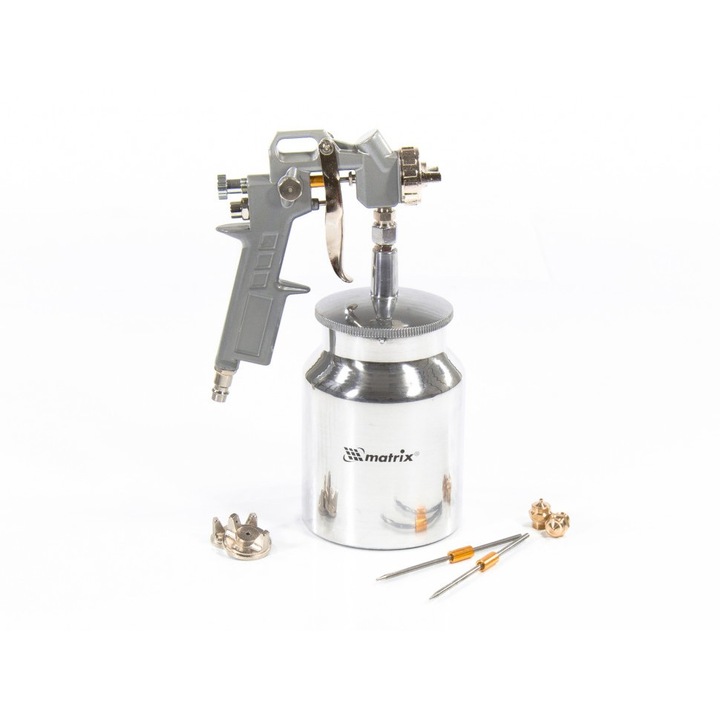 Pistol pulverizator pneumatic cu rezervor inferior 1,0 L, duza D 1,2, 1,5 si 1,8 mm MTX