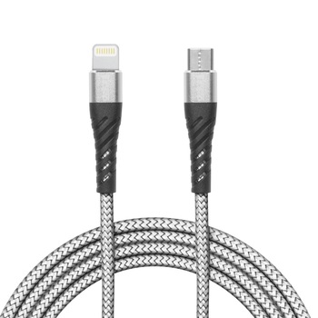 Cablu de date Tip C, Delight, Compatibil cu iPhone, 1 m, 2 A, Gri Cablu de date Tip C, Delight, Compatibil cu iPhone, 1 m, 2 A, Gri