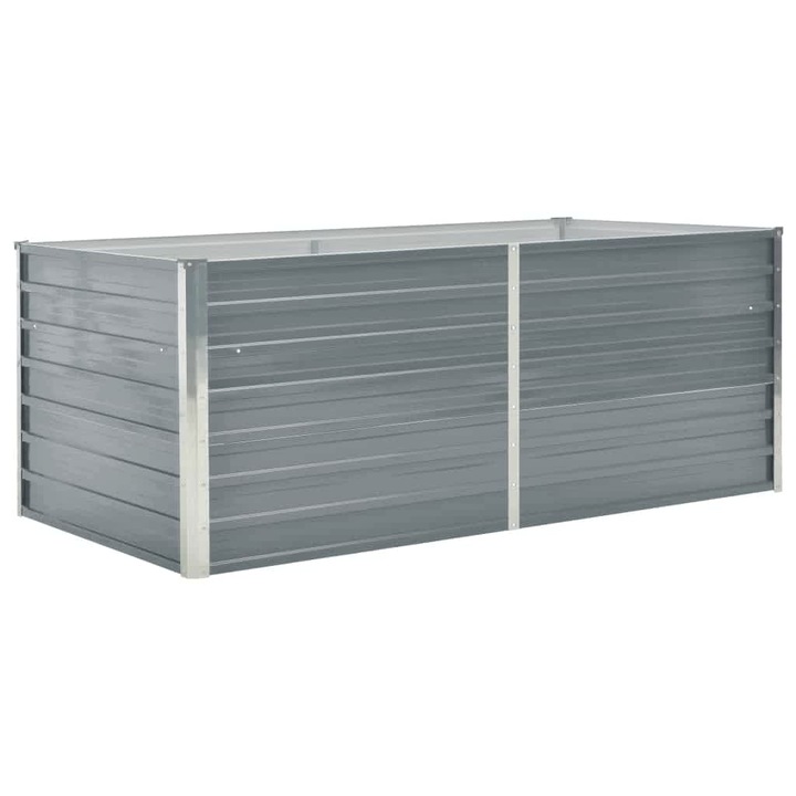 Strat inaltat de gradina vidaXL, gri, 160x80x45 cm, otel galvanizat, 5.86 Kg