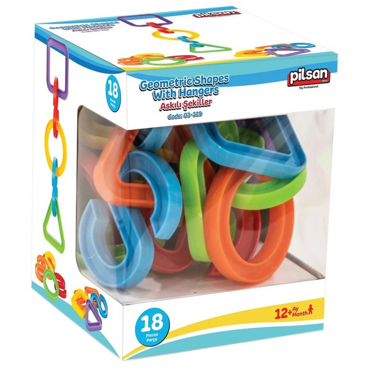 Joc educativ Pilsan - Geometric shapes, 18 piese