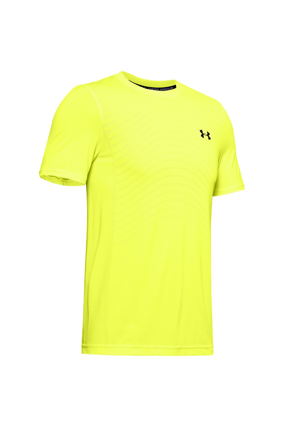 Under Armour, Tricou cu segmente de plasa, pentru fitness Seamless Wave, Galben neon