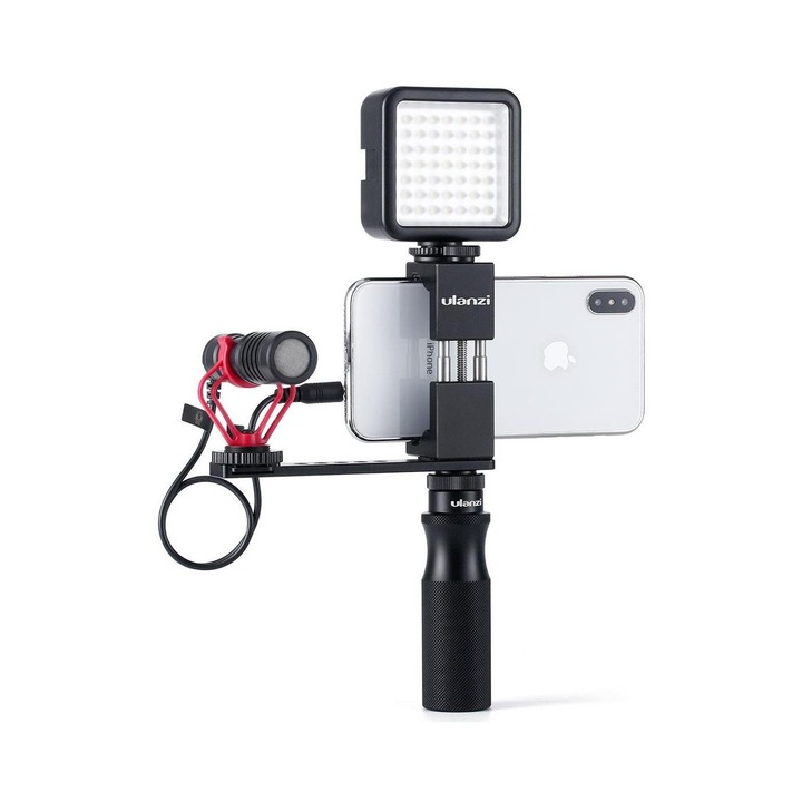 Set VLogging Pentru Telefon - Grip, Suport Telefon, Microfon Boya, Lanterna Led