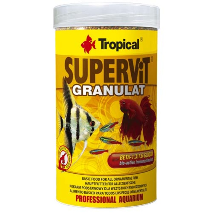Hrana granulata cu beta-glucan pentru pesti Tropical Supervit Granulat, 250ml / 138g