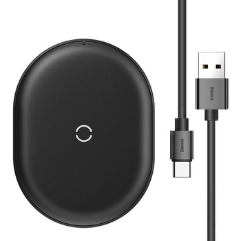 Incarcator wireless, Baseus, Cobble Qi, 15W, Cablu USB-C, Negru Incarcator wireless, Baseus, Cobble Qi, 15W, Cablu USB-C, Negru