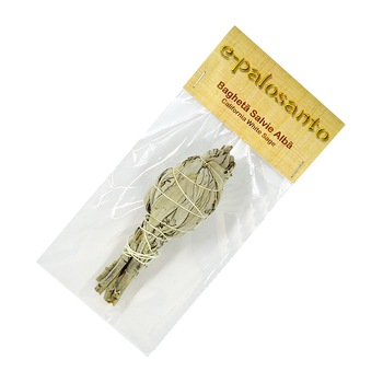 Salvie Alba bagheta torta 10 cm, California White Sage torch, aromaterapie, e-palosanto Salvie Alba bagheta torta 10 cm, California White Sage torch, aromaterapie, e-palosanto