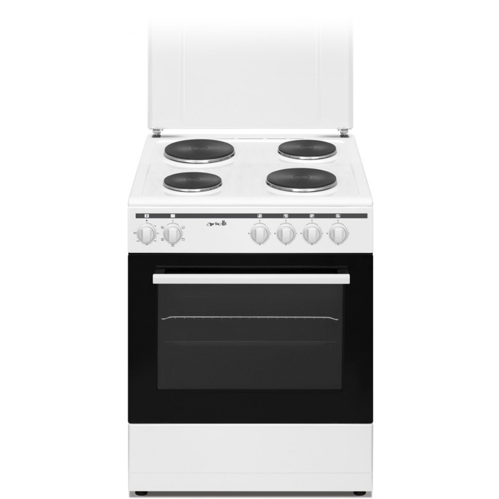 Електрическа готварска печка Arielli, C-6060FL ECO, 4 нагревателни зони, Електрическа фурна, 60 см, Бяла