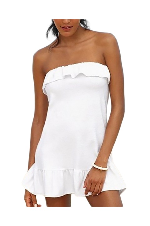 Рокля Eviza, Волани, Памук, Бял