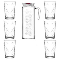 Set 7 piese Lav Bloom carafa 1.200L plus 6 pahare apa 205 ml