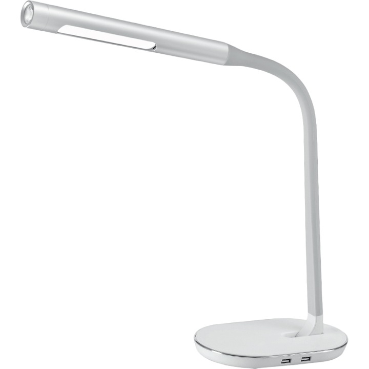 Voltz LED Asztali lámpa, 10W, 30 LED, levehető zseblámpaként használható kar, hideg fény, Ezüst