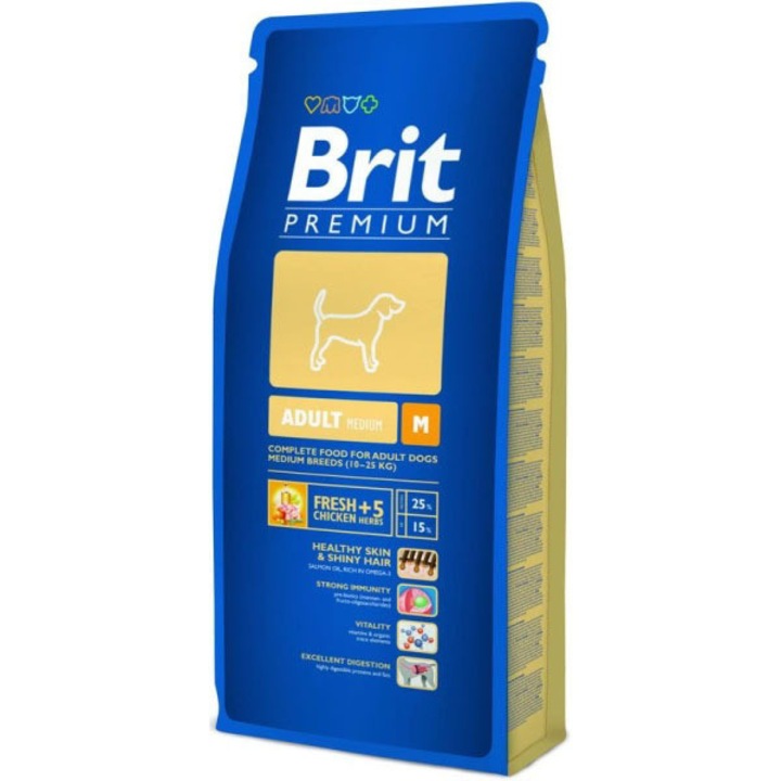 Brit Premium Adult Medium Breed száraz kutyaeledel, 15 kg
