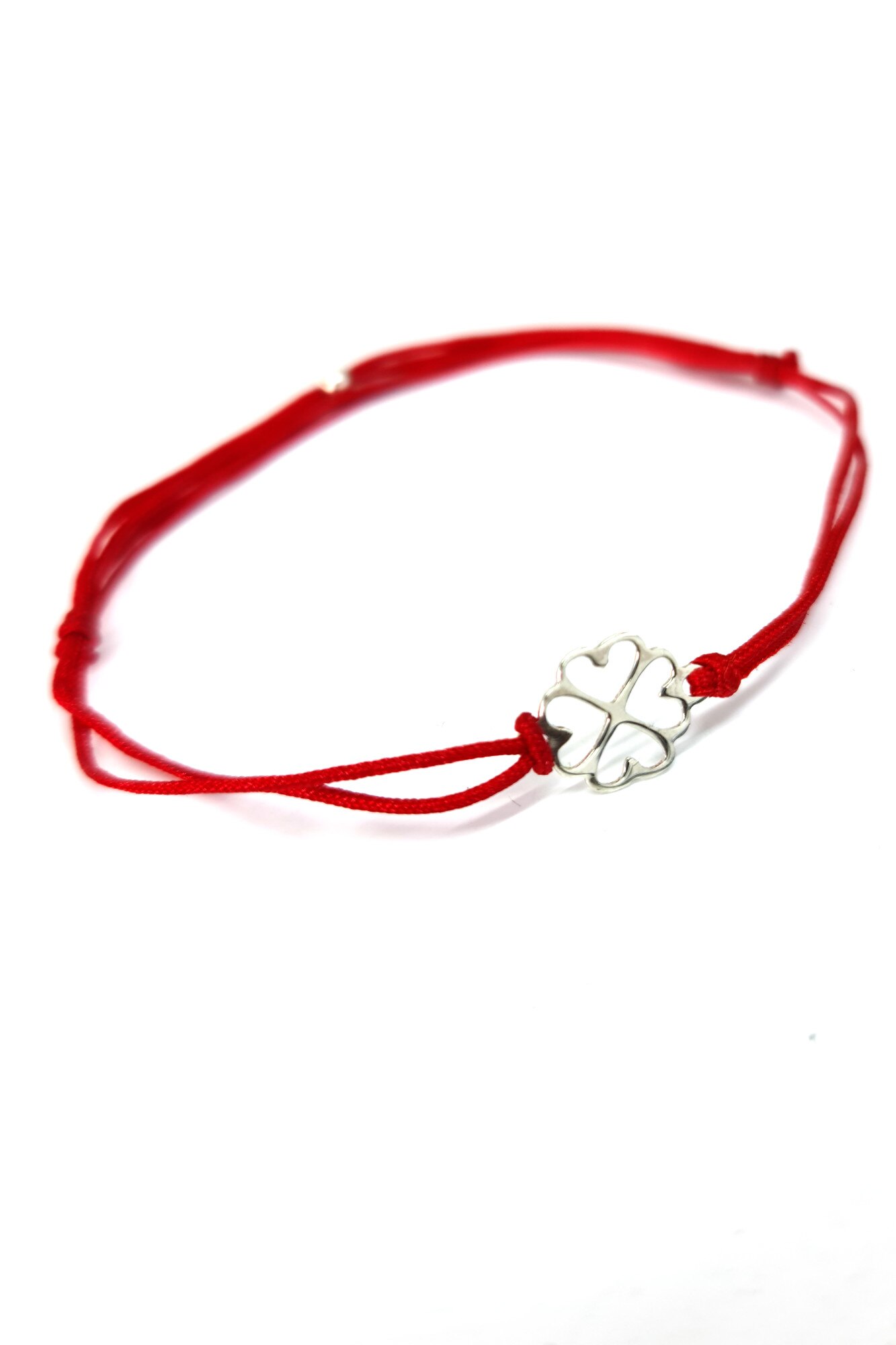 Bratara din argint 925‰ cu snur, Seven Jewelry, pandant model trifoi