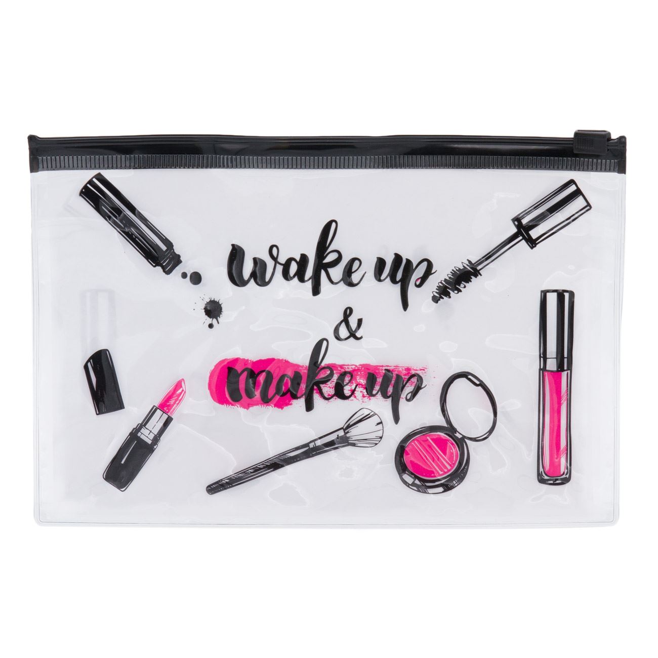 Portfard pentru cosmetice, Zola®, transparent, Wake Up & Make Up, 18.5x12.5 cm