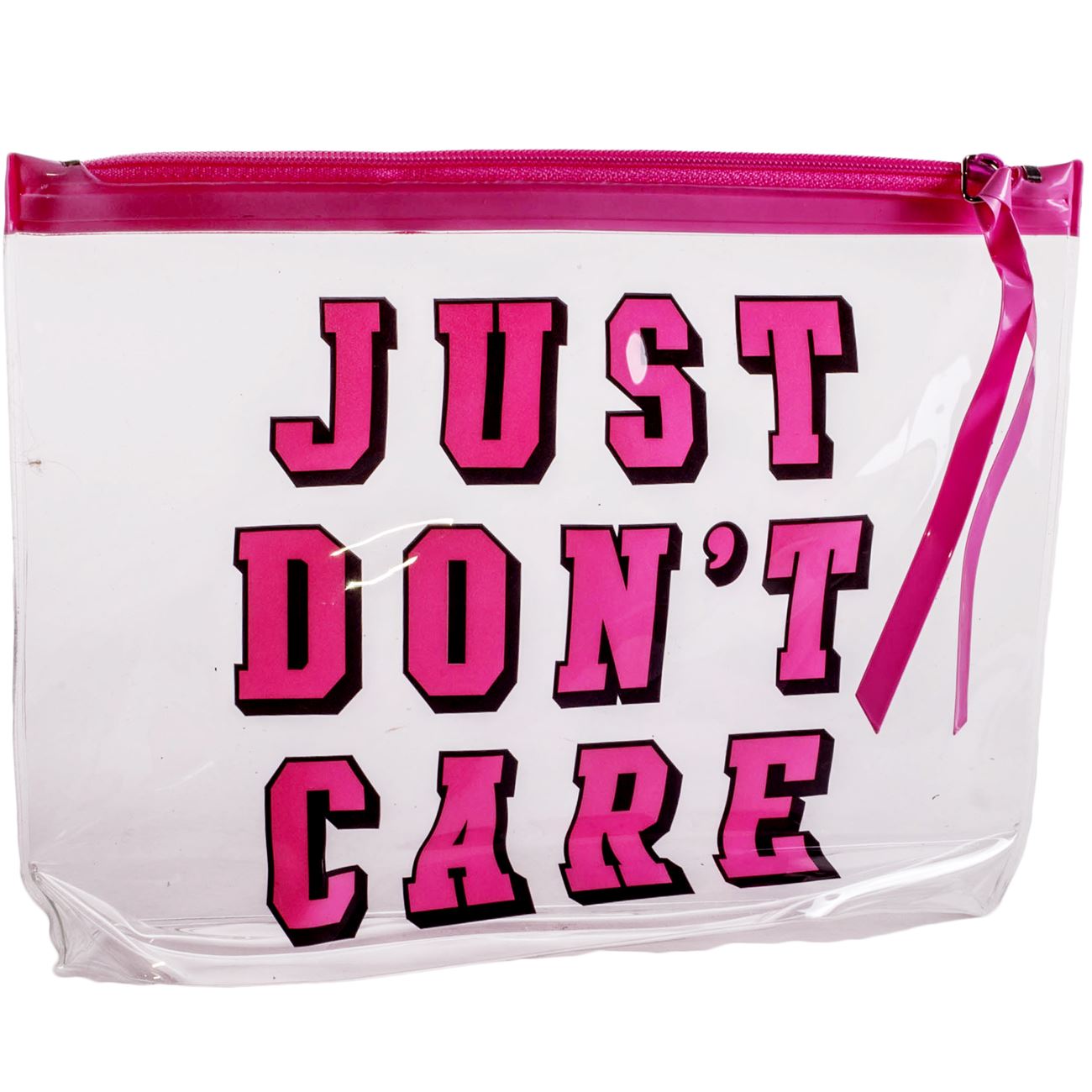 Portfard pentru cosmetice, Zola®, transparent , Just don't care, 20x15 cm