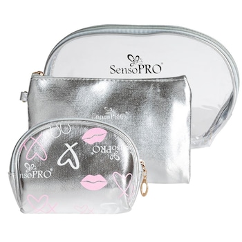 Portfard Travel Transparent & Silver, SensoPRO Vibe, set 3 buc Portfard Travel Transparent & Silver, SensoPRO Vibe, set 3 buc