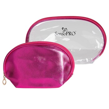 Portfard Travel Transparent & Fuchsia, SensoPRO Fiesta, set 2 buc Portfard Travel Transparent & Fuchsia, SensoPRO Fiesta, set 2 buc