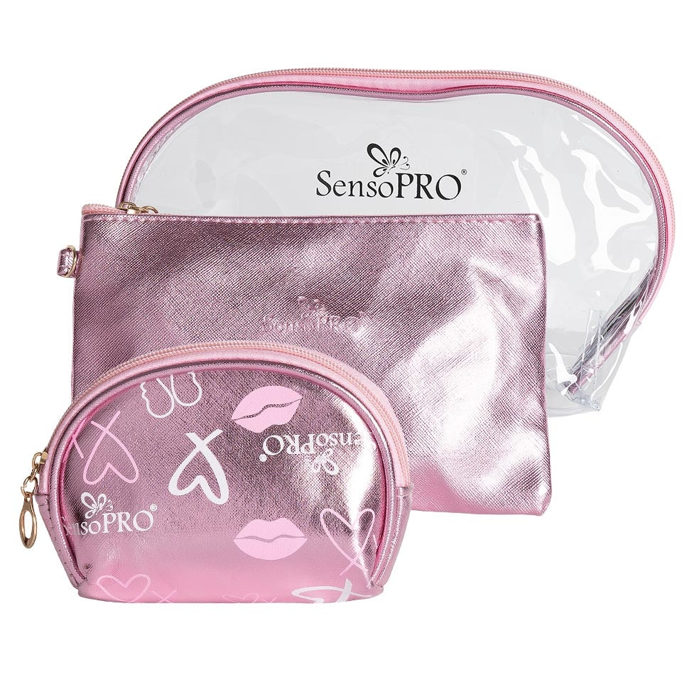 Portfard Travel Transparent & Pink, SensoPRO Liberty, set 3 buc