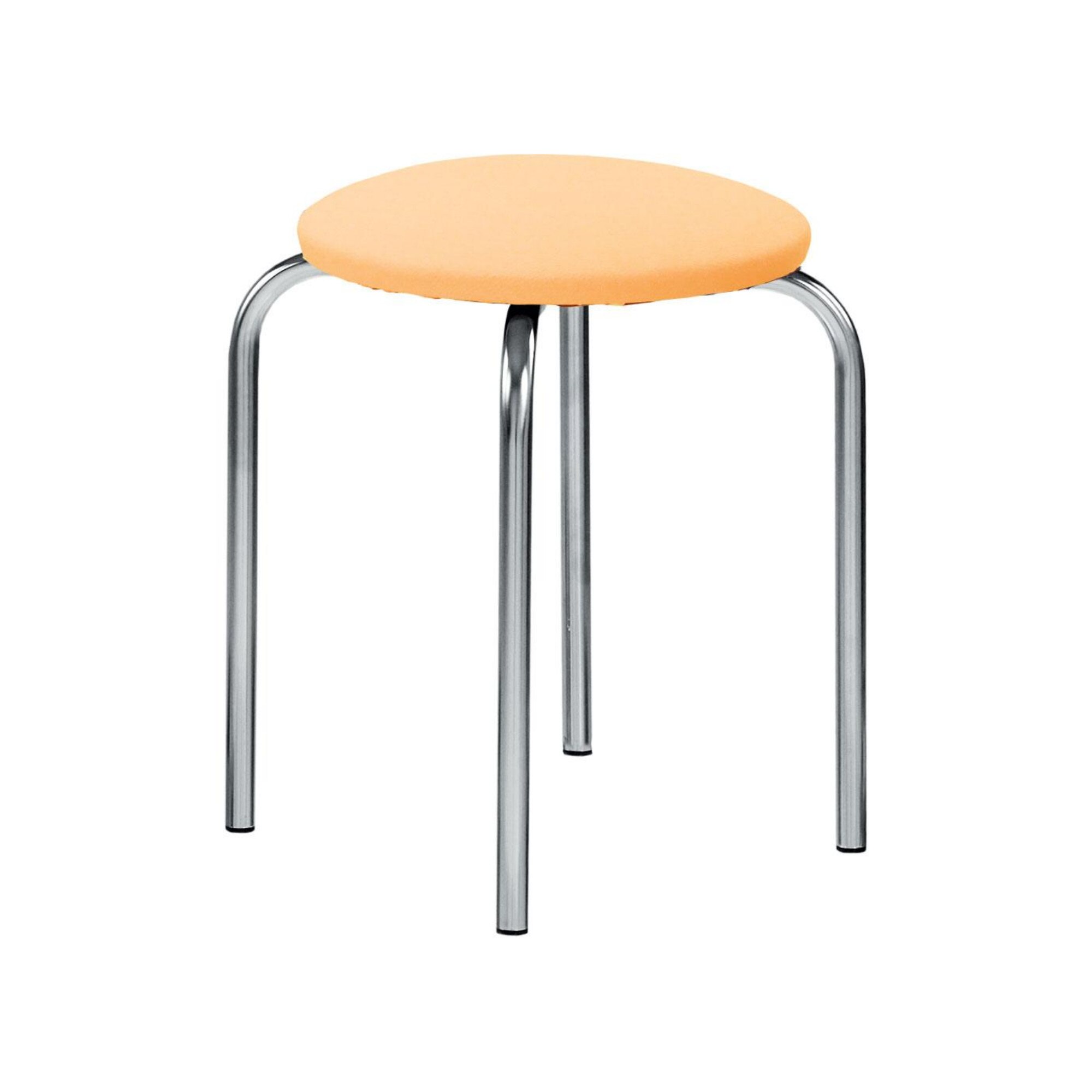 Scaun de tip taburet Chico, cadru cromat, piele ecologica, ocru