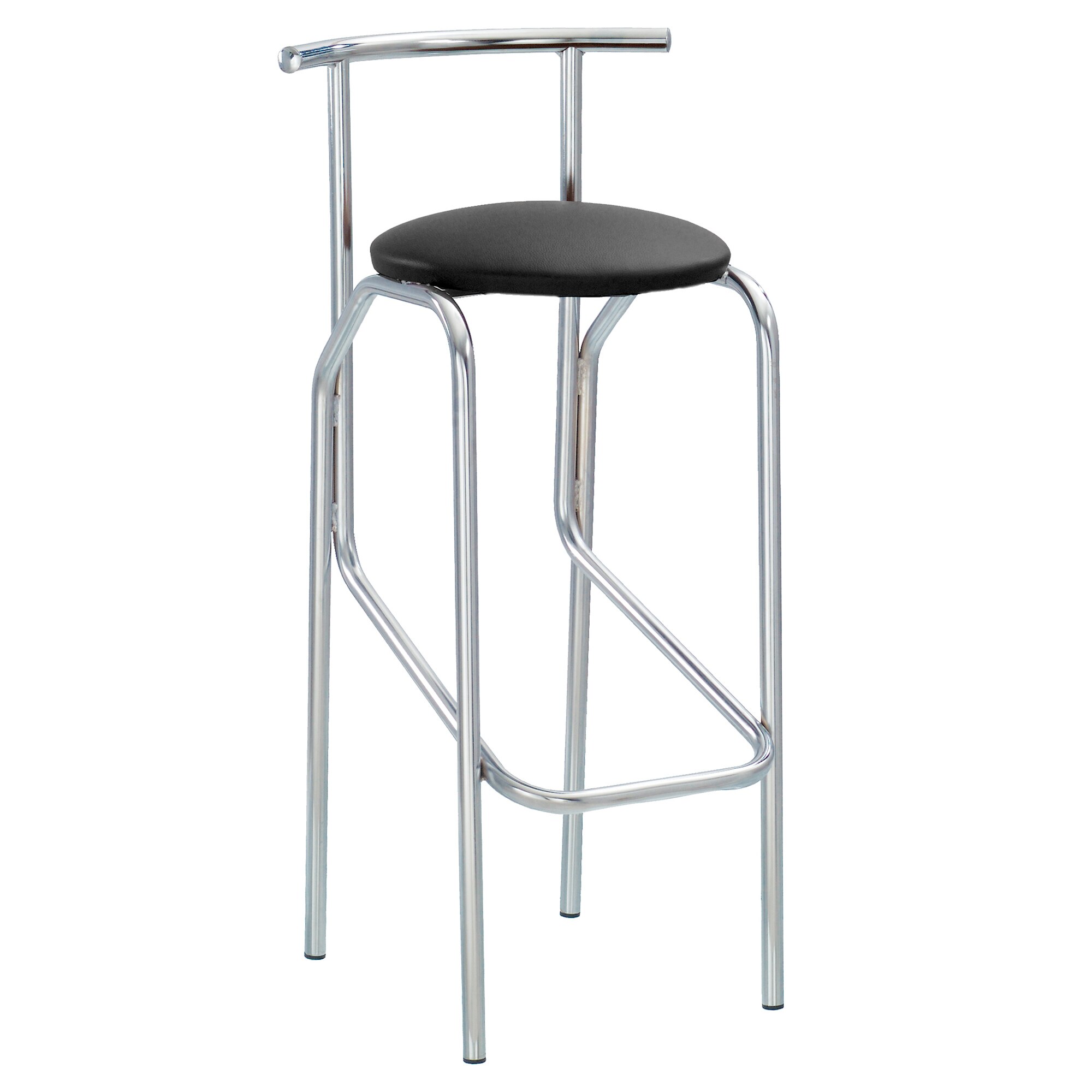 Scaun de bar Jola, cadru cromat, piele ecologica, negru