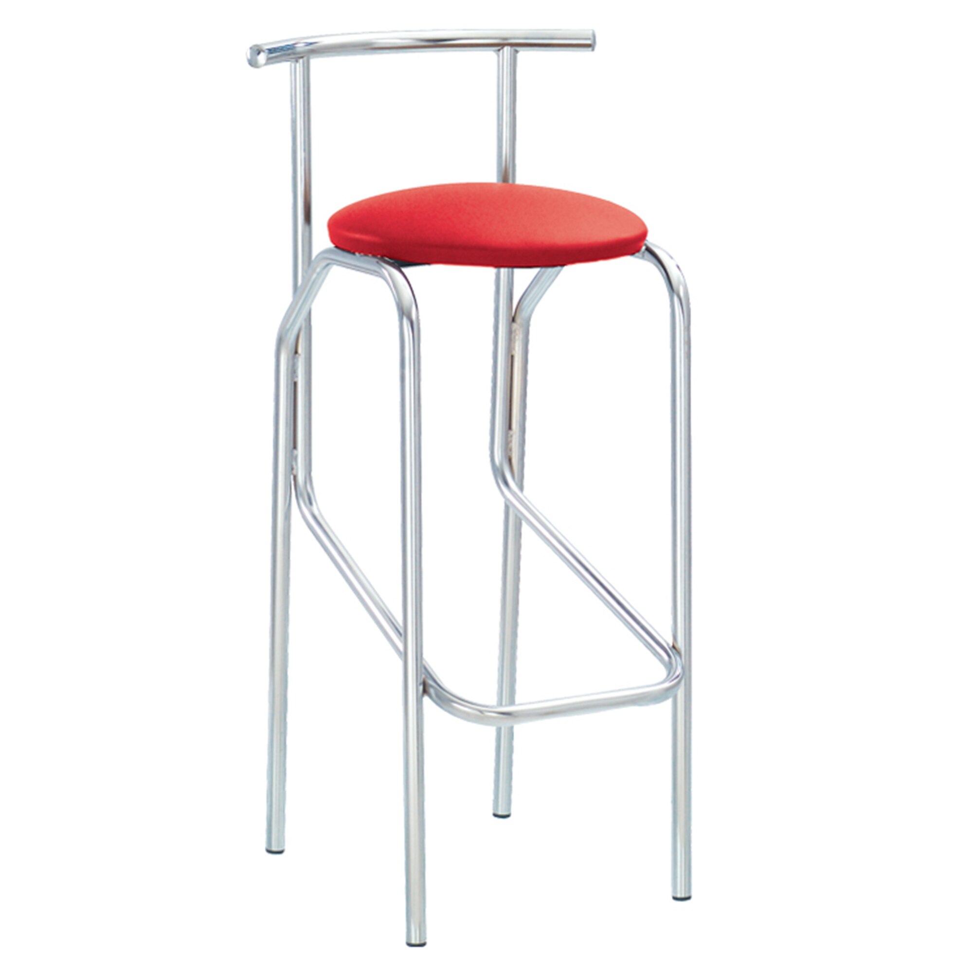 Scaun de bar Jola, cadru cromat, piele ecologica, rosu