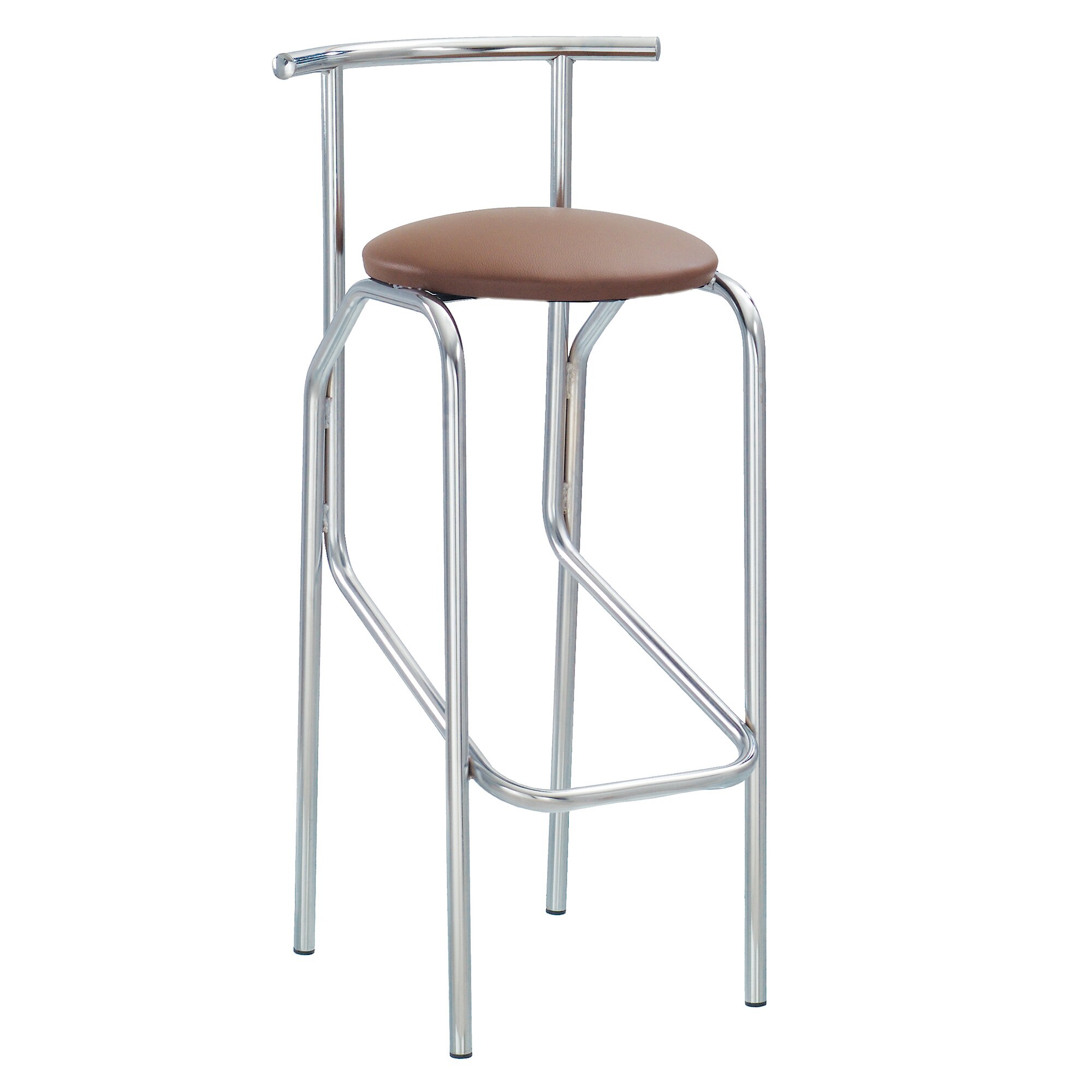 Set 2 scaune de bar Jola, cadru cromat, piele ecologica, maro