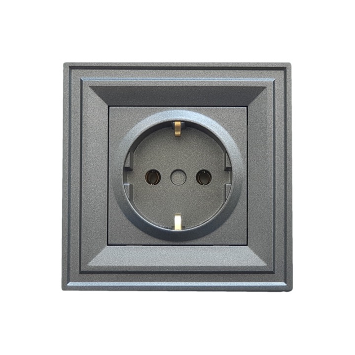 Контакт LB Light CLASSIC 2P+E, 16А, 250V, Черен Графит