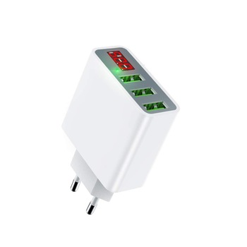 Incarcator Retea Mcdodo 3 Ports USB, display digital, Alb Incarcator Retea Mcdodo 3 Ports USB, display digital, Alb