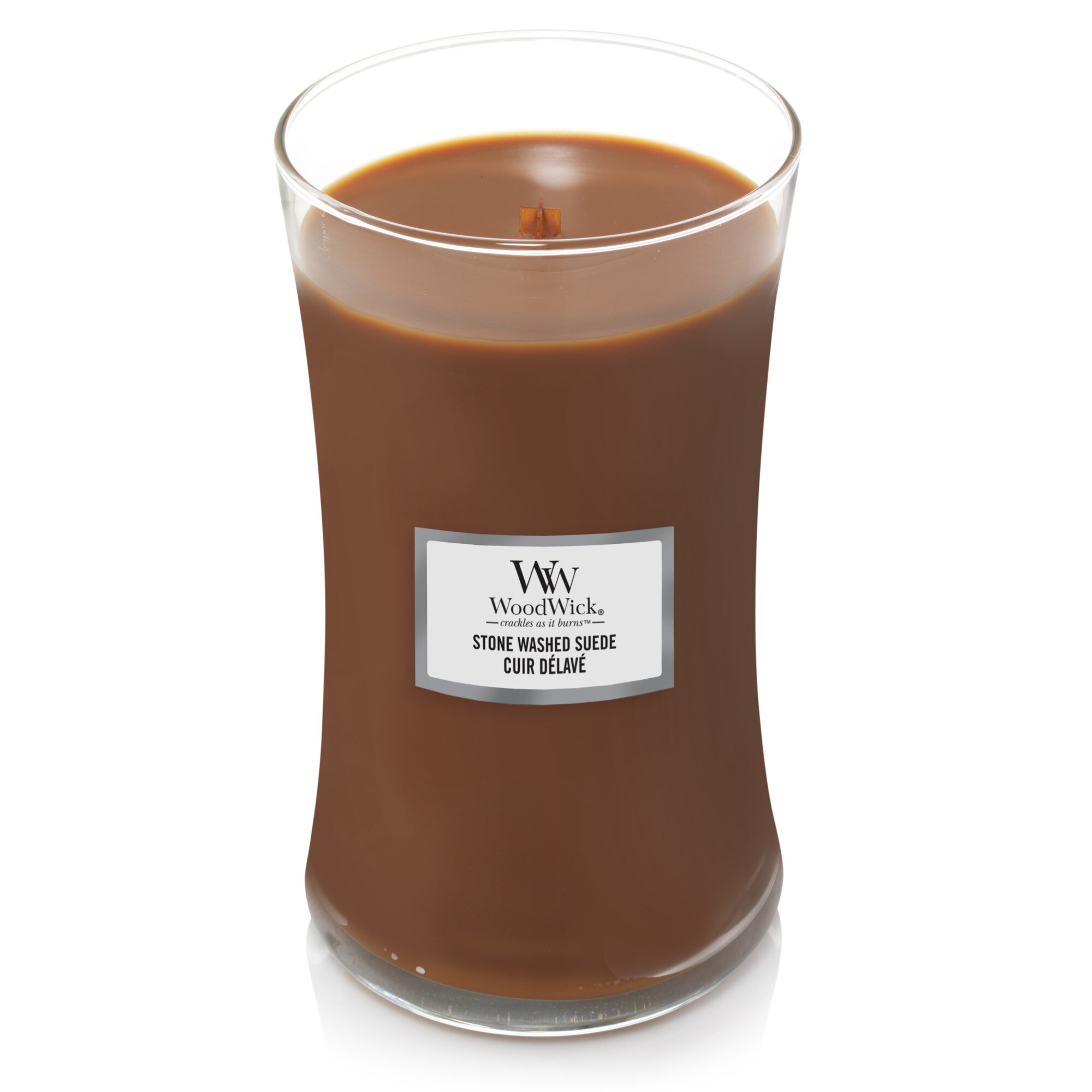 Lumanare Parfumata Borcan Mare Stone Washed Suede, WoodWick®
