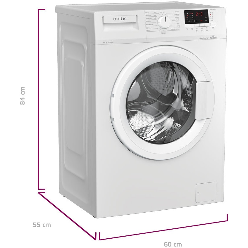 Masina de spalat rufe Arctic APL81023XLW0, 8 kg, 1000 RPM, Clasa C, Motor Silent Inverter, ExtraSteam, Alb