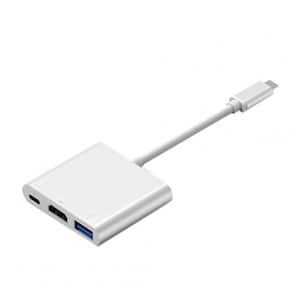 Adaptor Multiport Hub 3 in 1, USB Type-C la HDMI, USB, USB-C, Argintiu