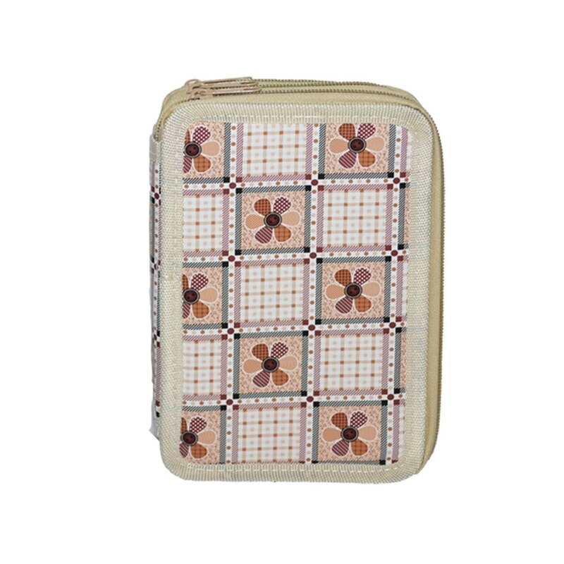 Penar cu trei fermoare, cu flori, crem