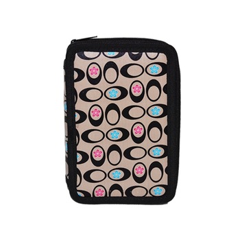 Penar cu doua fermoare, cu flori, negru Penar cu doua fermoare, cu flori, negru