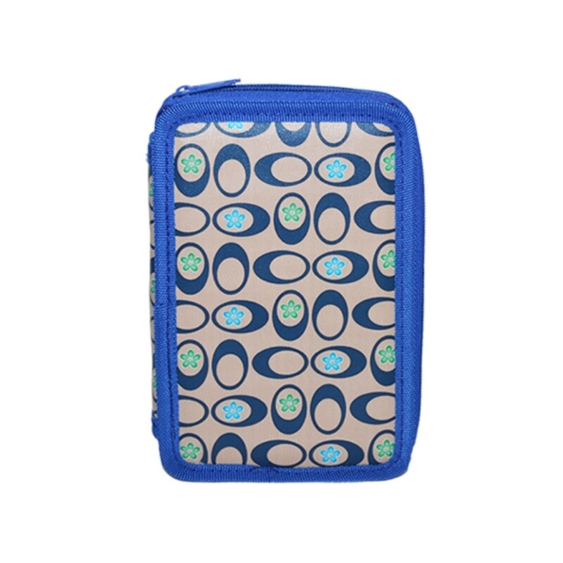 Penar cu doua fermoare, cu flori, albastru