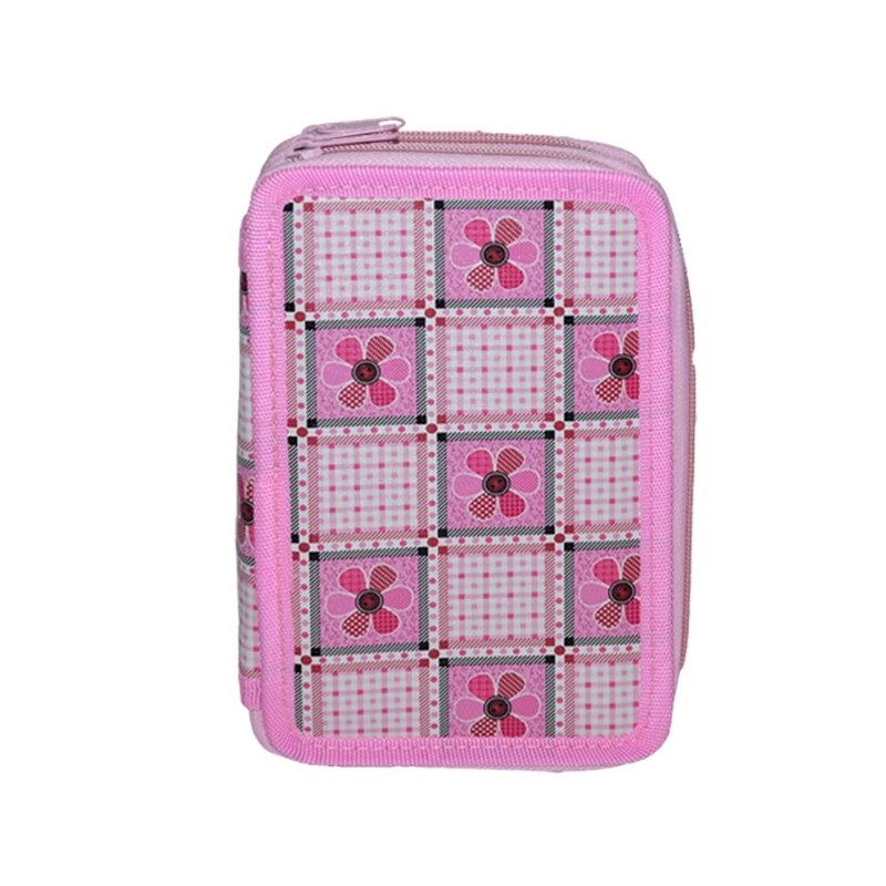 Penar cu trei fermoare, cu flori, roz